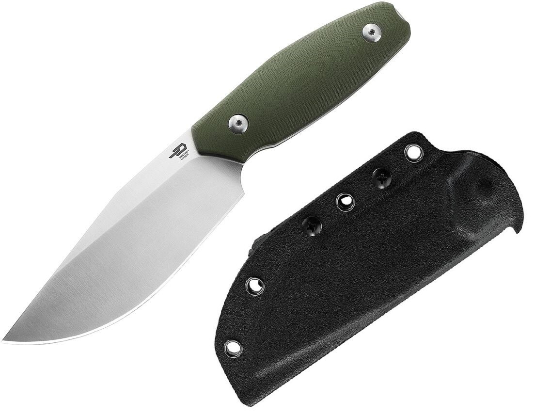 Bestech Knives Lignum Fixed Knife 4.75" AUS-8 Steel Blade OD Green G10 Handle