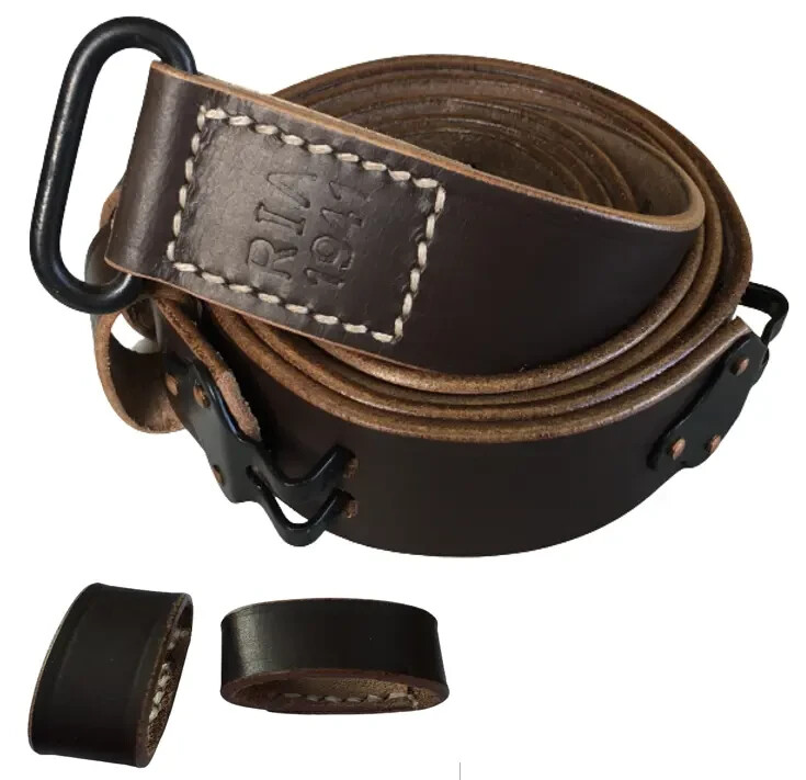 M1941 Springfield Rifle M1907 Dark Brown Ria Marked Leather Sling EXTRA KEEPER