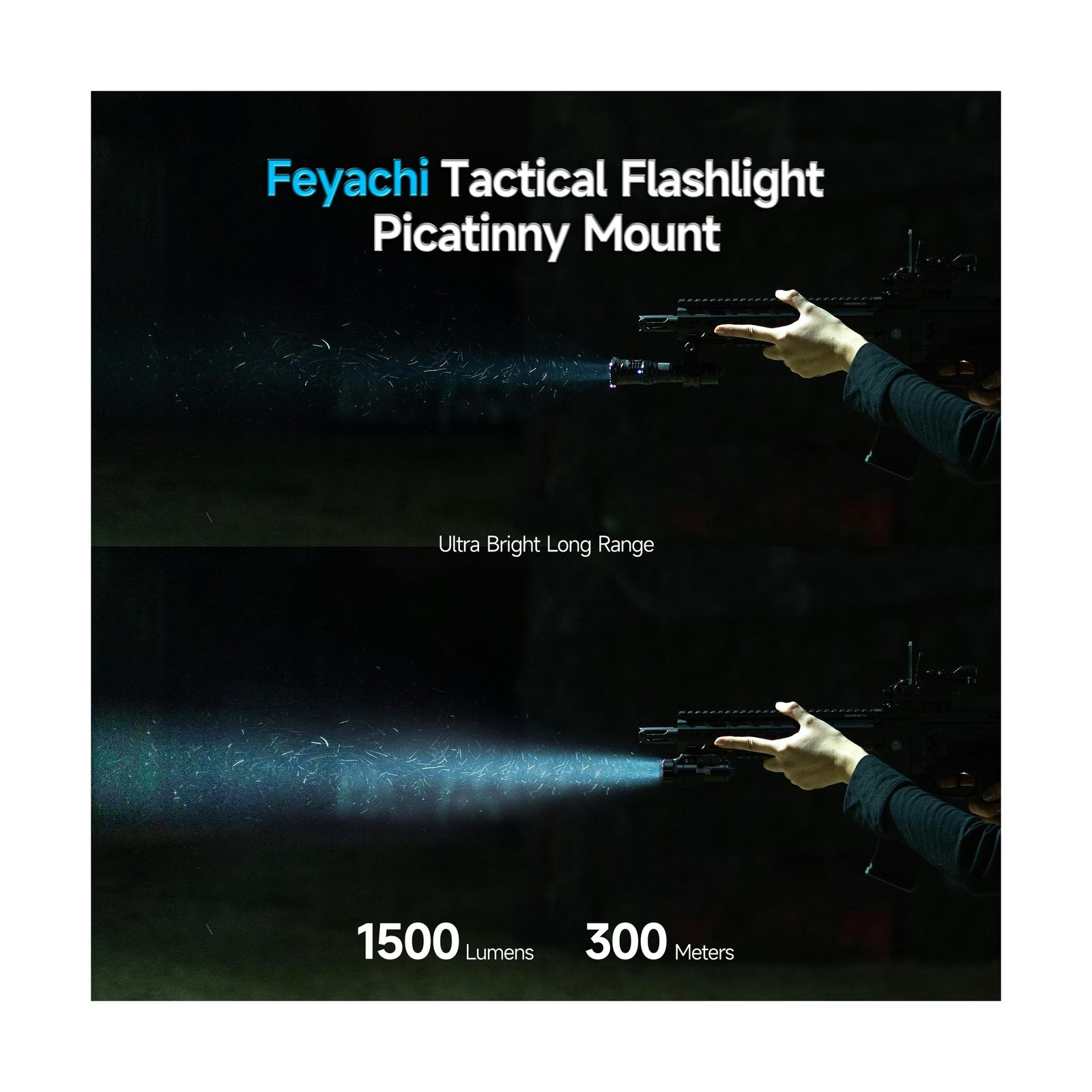 Feyachi Tactical Flashlight - 1500 Lumens Rail Mounted Flashlight, with 5 Int...