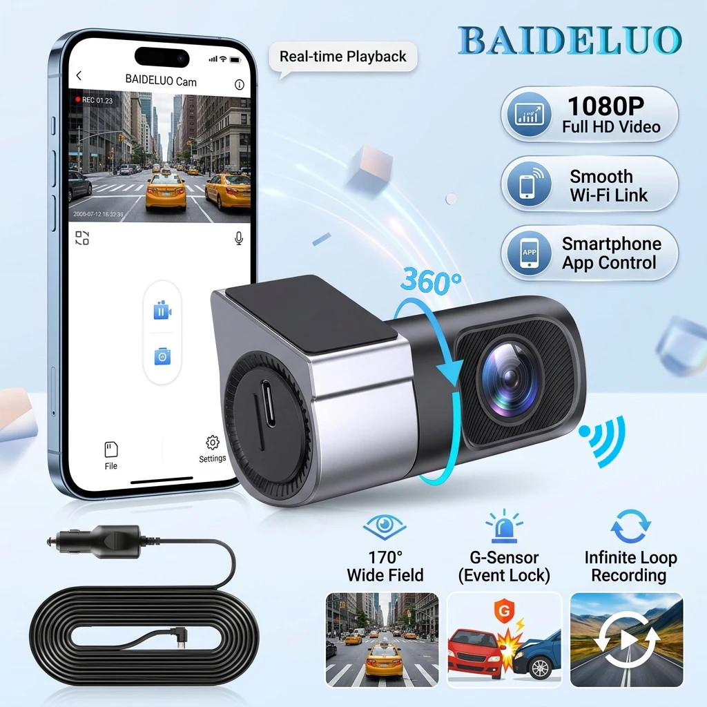 Mini Hidden 1080P Car Dashcam with Night Vision, 24-Hour Parking Monitoring, Loo