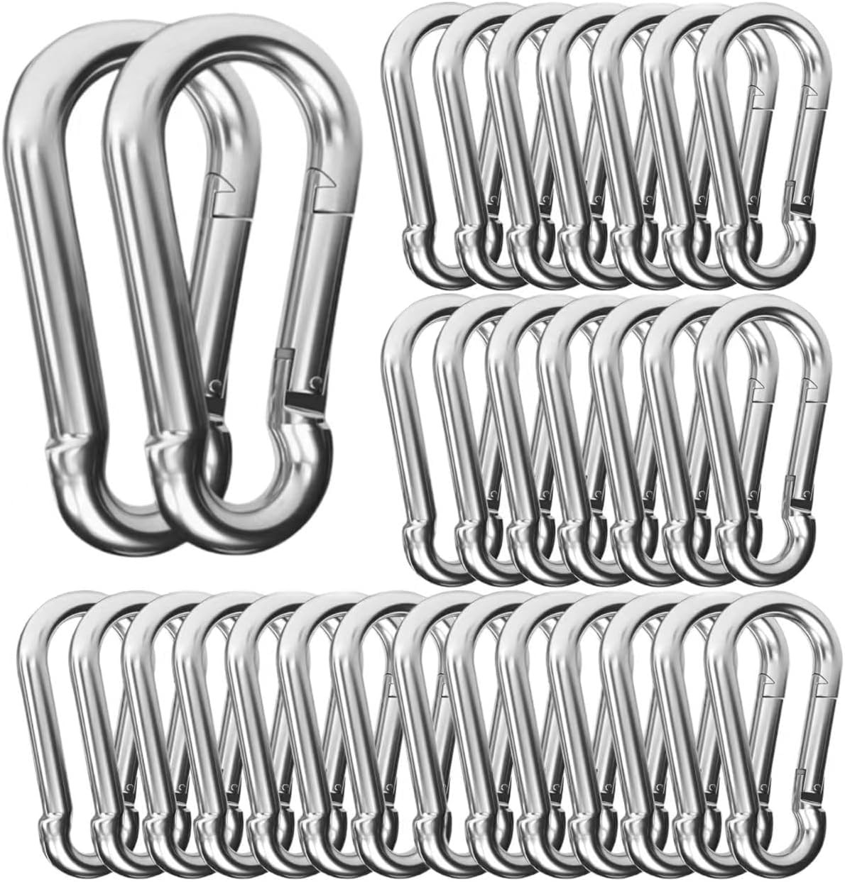 M4 30PCS Small Carabiner Clips, 1.57 Inch Spring Snap Hooks, Heavy Duty Locking