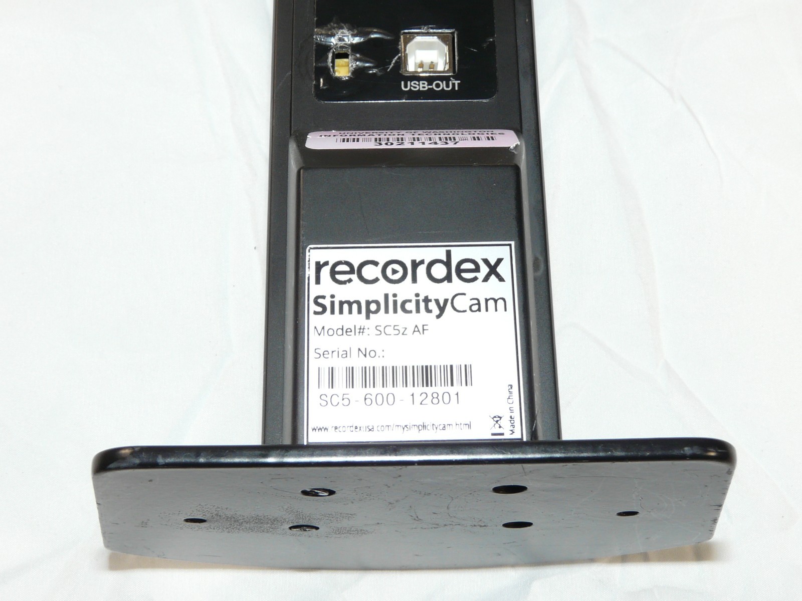 Recordex SimplicityCam Document Camera SC5z - AS-IS / UNTESTED - NO CABLES