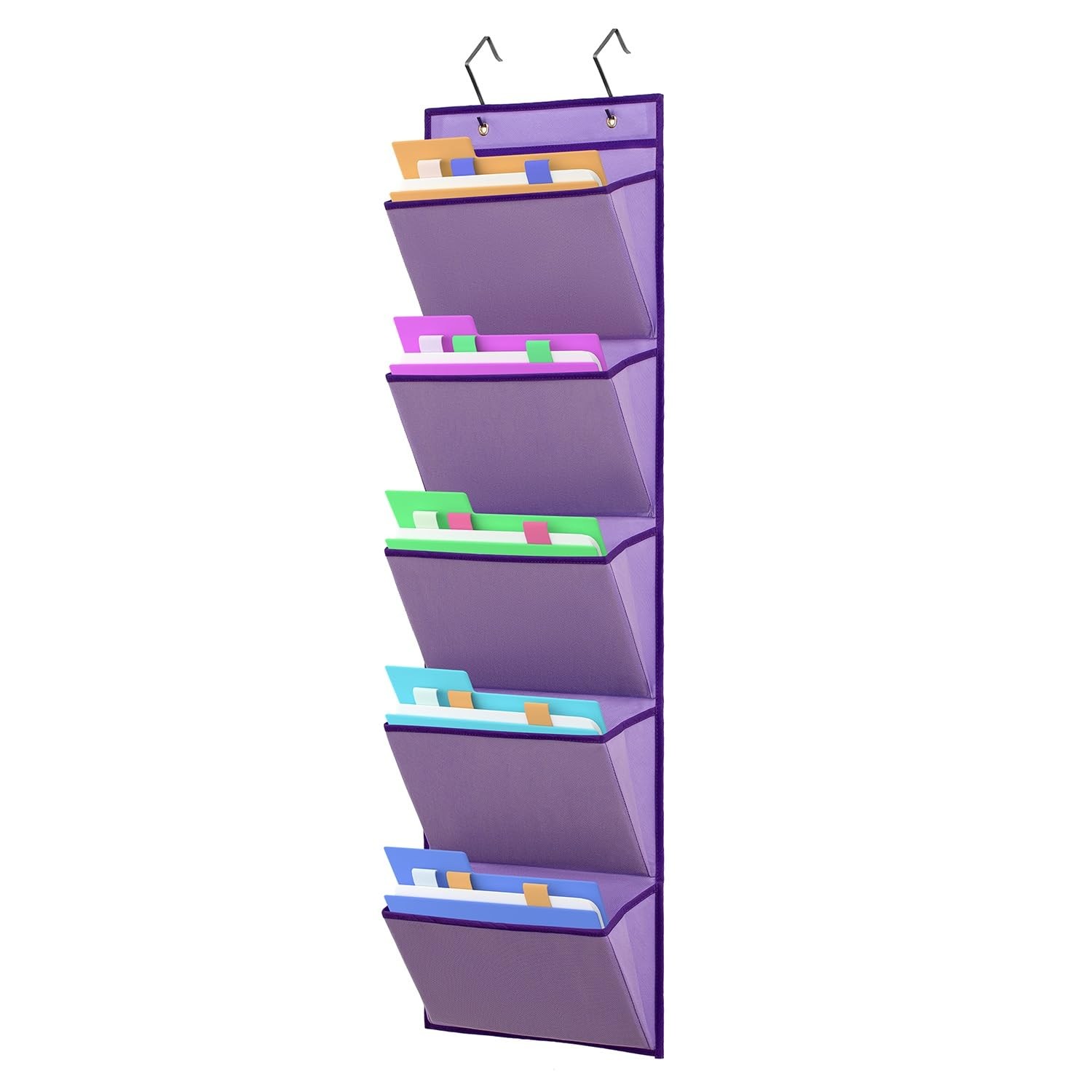 Grey 5 Pockets Wall Mounted Hanging Mail Paper File Holder Organizer Desk