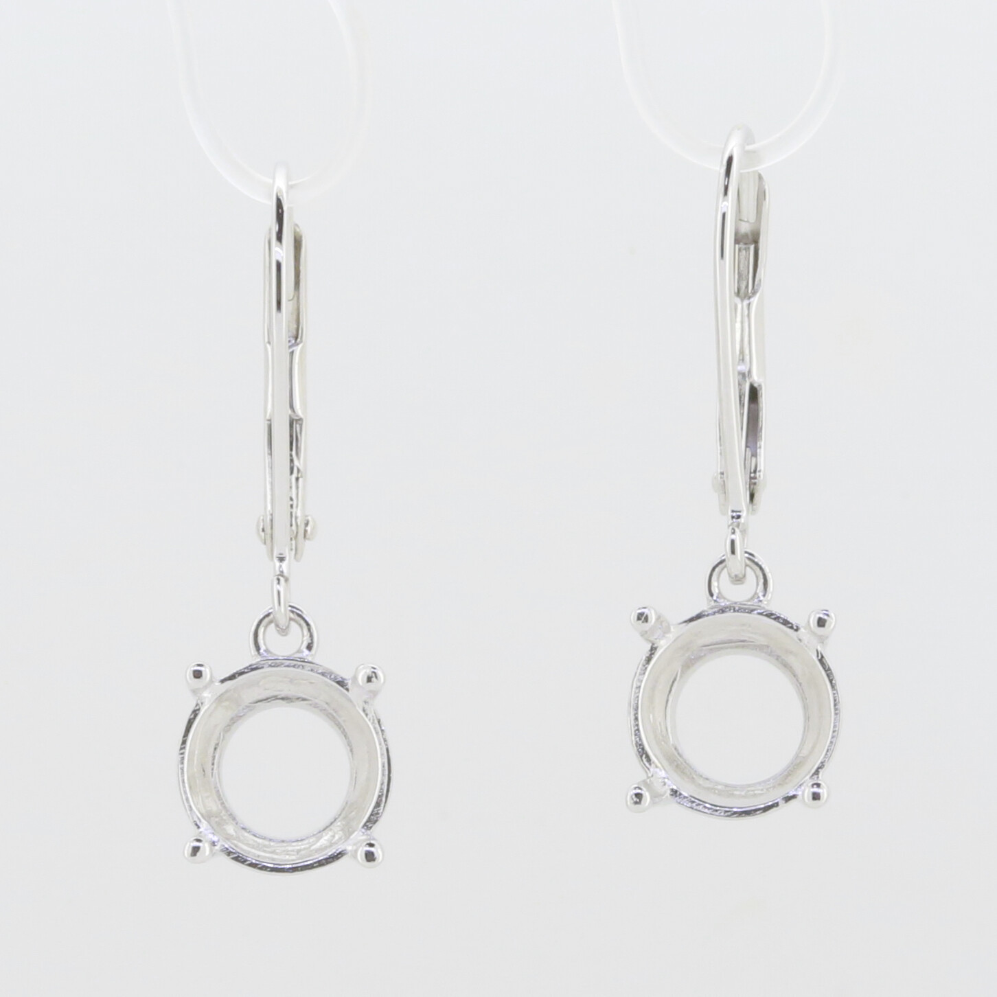 Sterling Silver Semi Mount Earrings Setting Round RD 8x8mm White Topaz