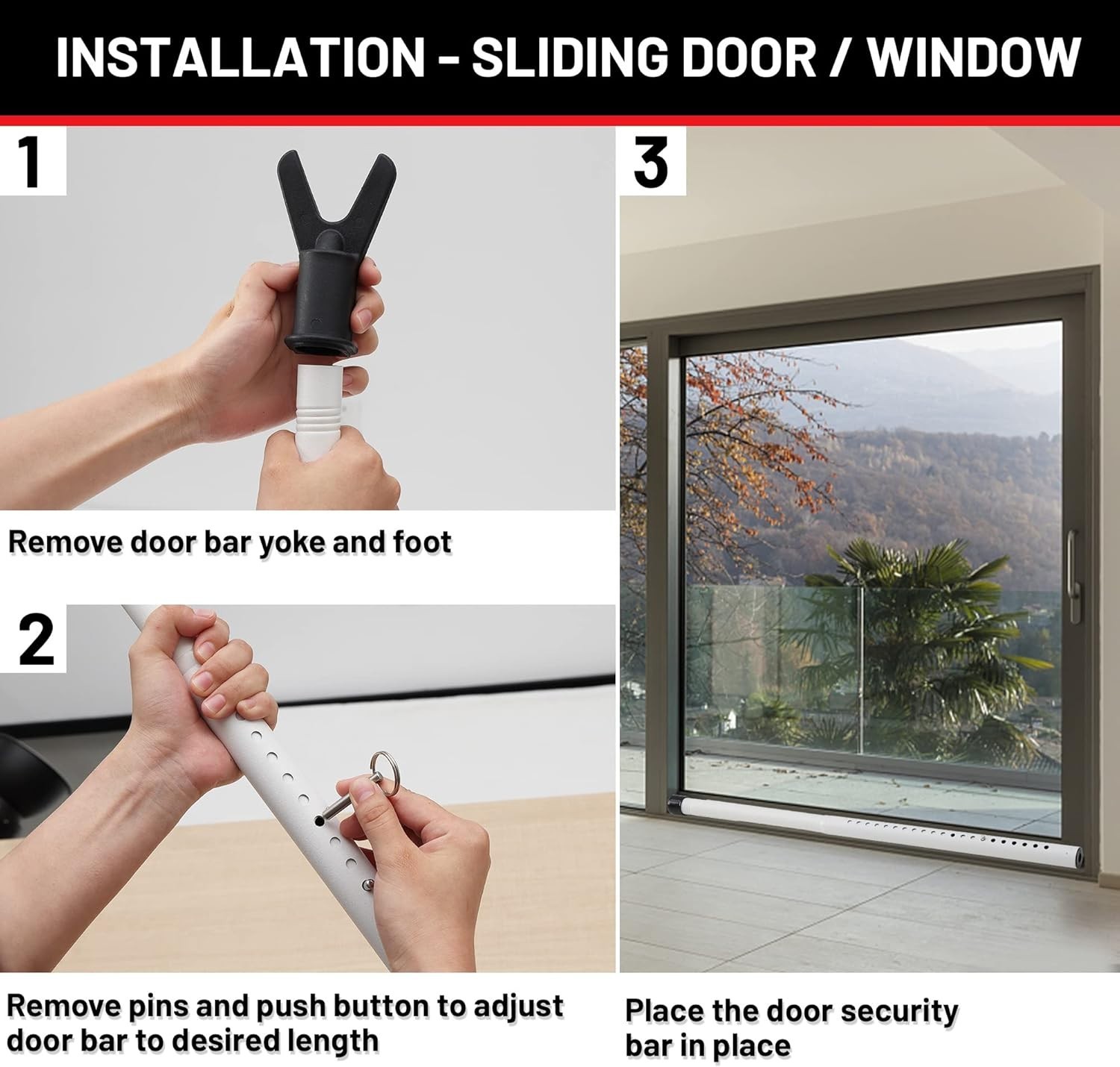 Heavy Duty Adjustable Door Security Bar - Versatile & Reliable Safety Solution
