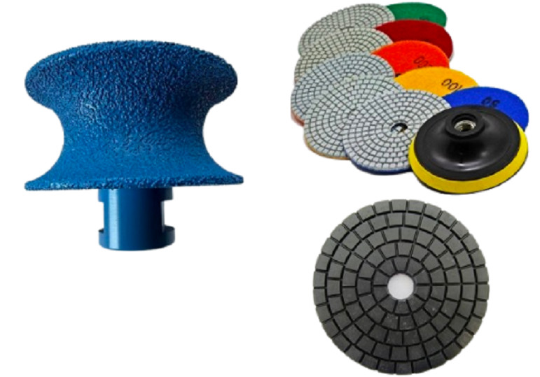 V50 2" Full Bullnose Diamond Profile Wheel 5" DIAMOND pads Granite Edge marble