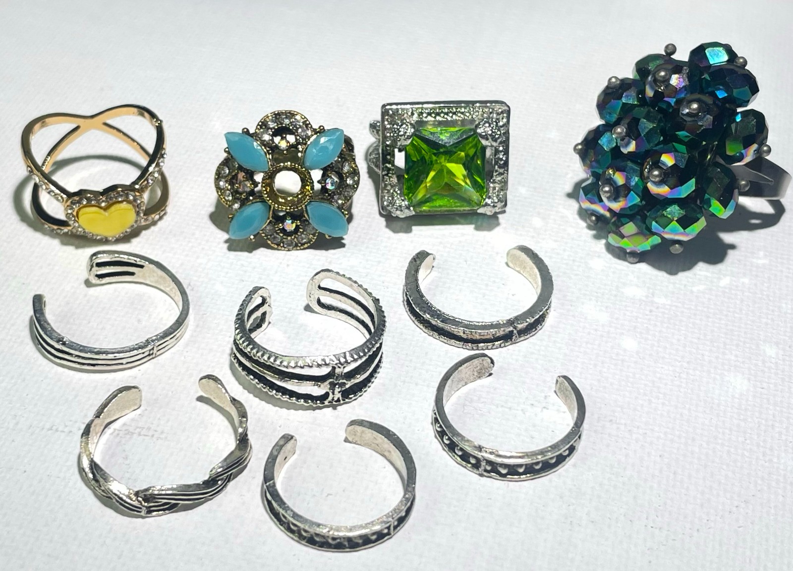 Lot of 9 Rings & Adjustable Toe Rings