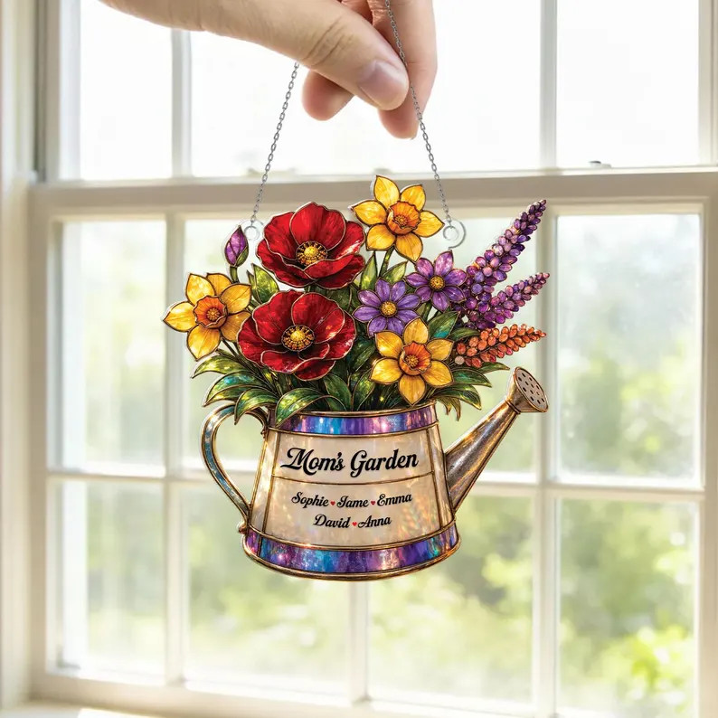 Personalized Mom Garden Suncatcher Acrylic Birth Flower Custom Gift