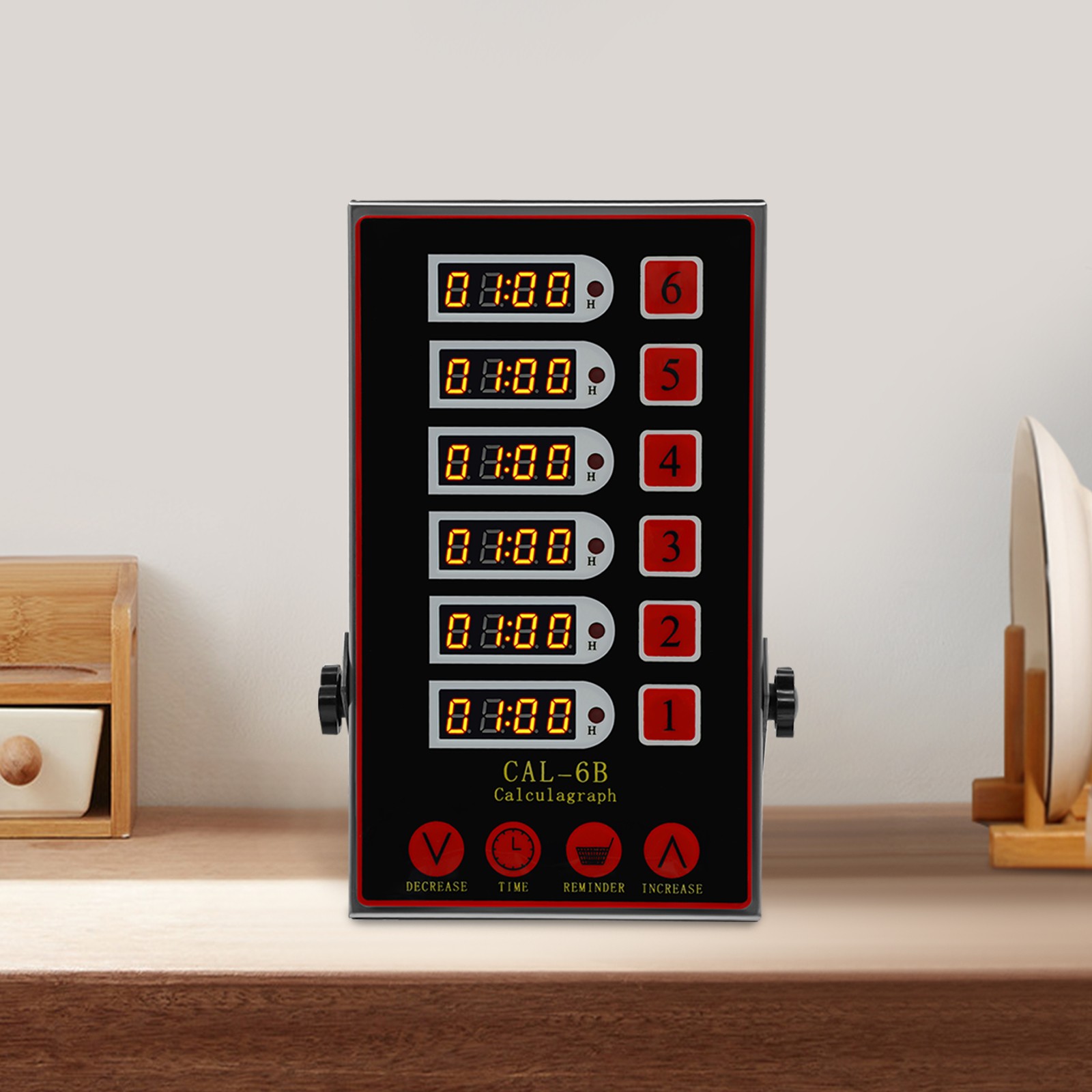 6-Channel Kitchen Timer – Stainless Steel, LED Display, Multi-Task Function