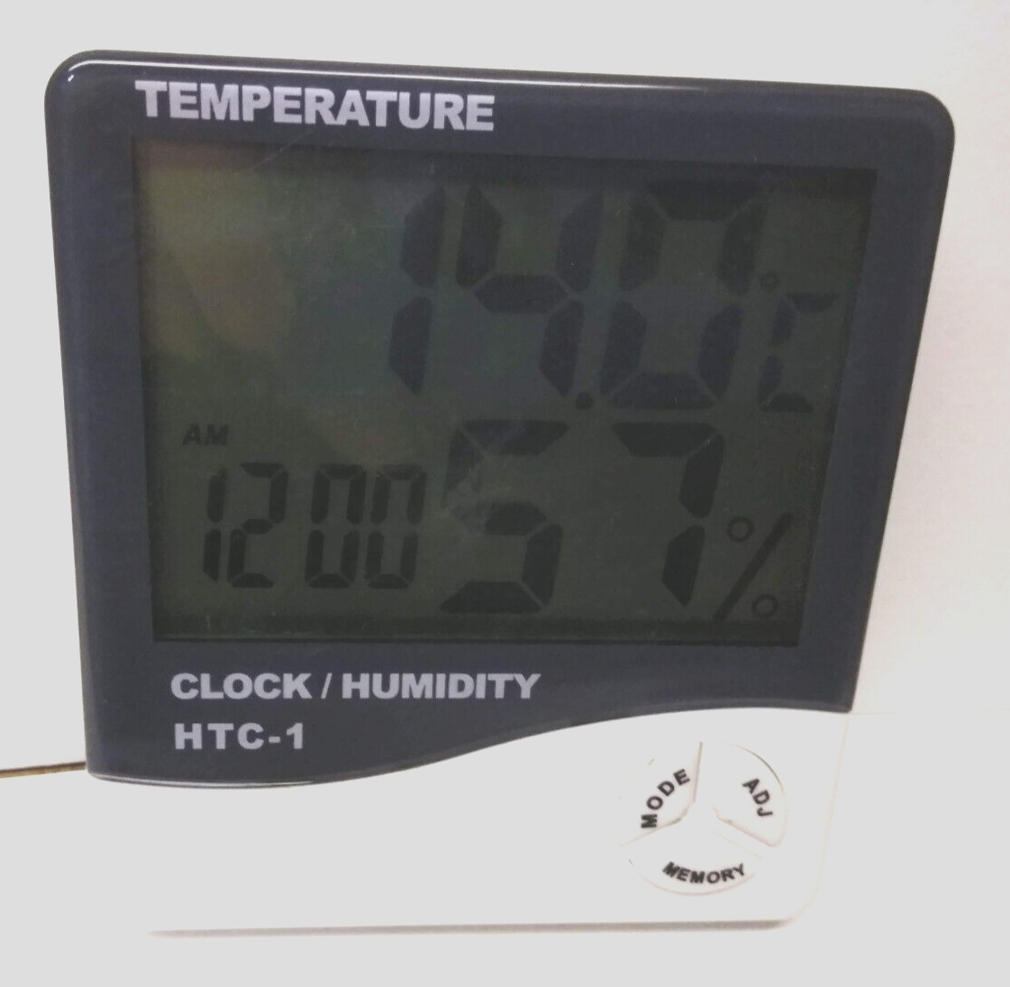 HTC-1 Digital Thermometer Humidity & Clock Measurement Device - No Battery Cover