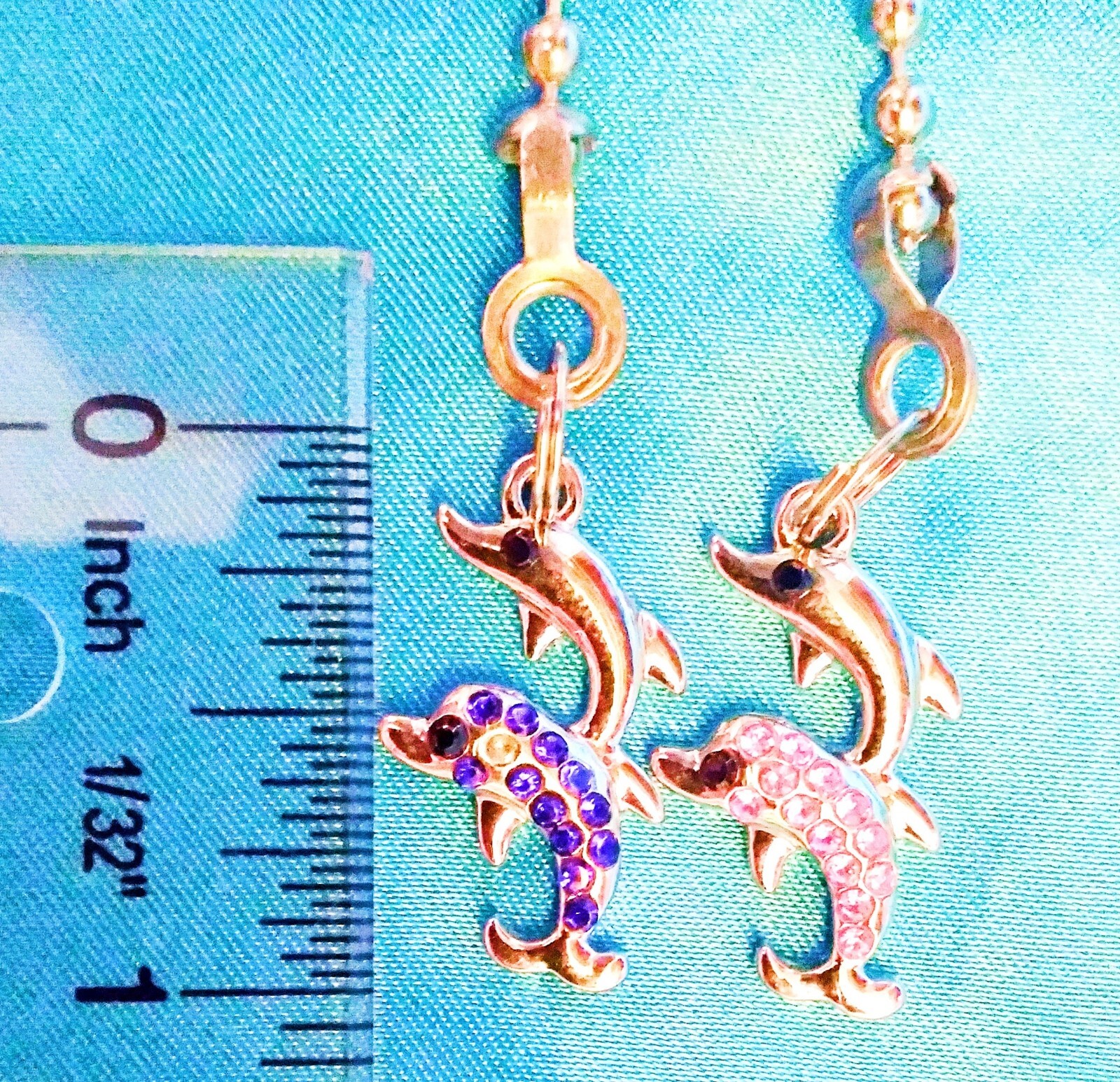 Set of Two ~ DOLPHIN Mini Pink & Blue Metal ~ Ceiling Fan Pulls
