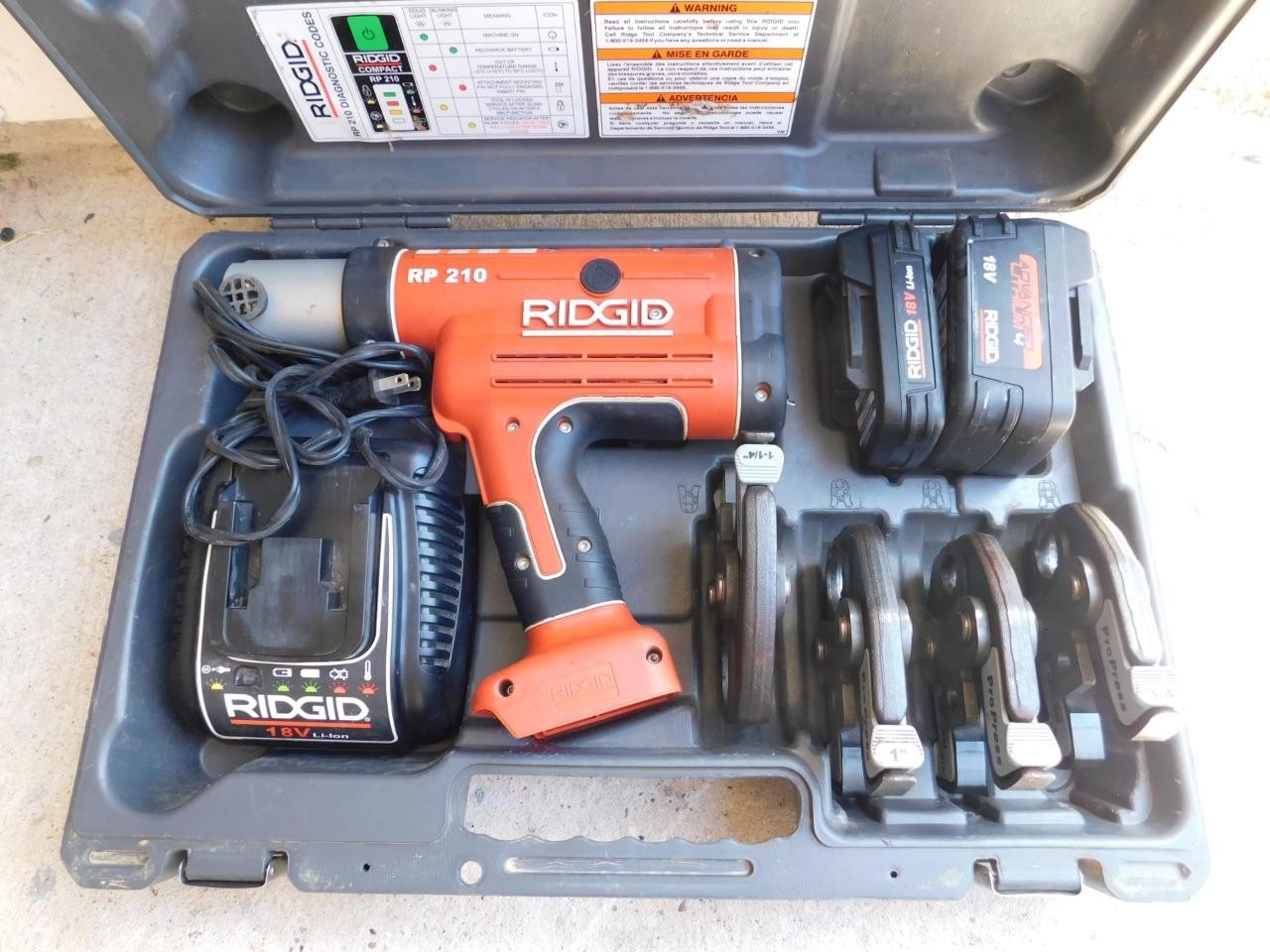 RIDGID RP210  PROPRESS PRESS TOOL WITH 4 JAWS 1/2", 3/4",1" and 1-1/4"