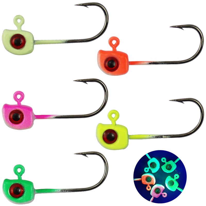50Pcs Crappie Jig Heads Fishing Hook 3D Eyes Swimbait Jig Bass Lure 1/32 1/16 oz