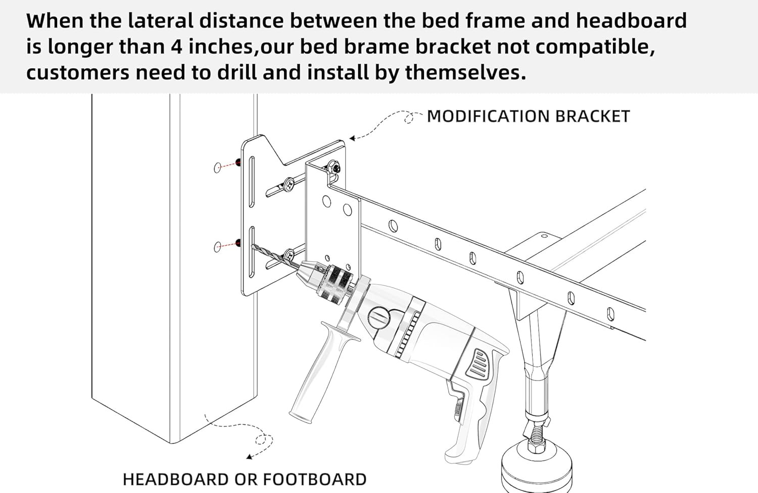 2 Pcs Bed Frame Brackets Adapter for Headboard Extra, Heavy Duty Bed Modificatio