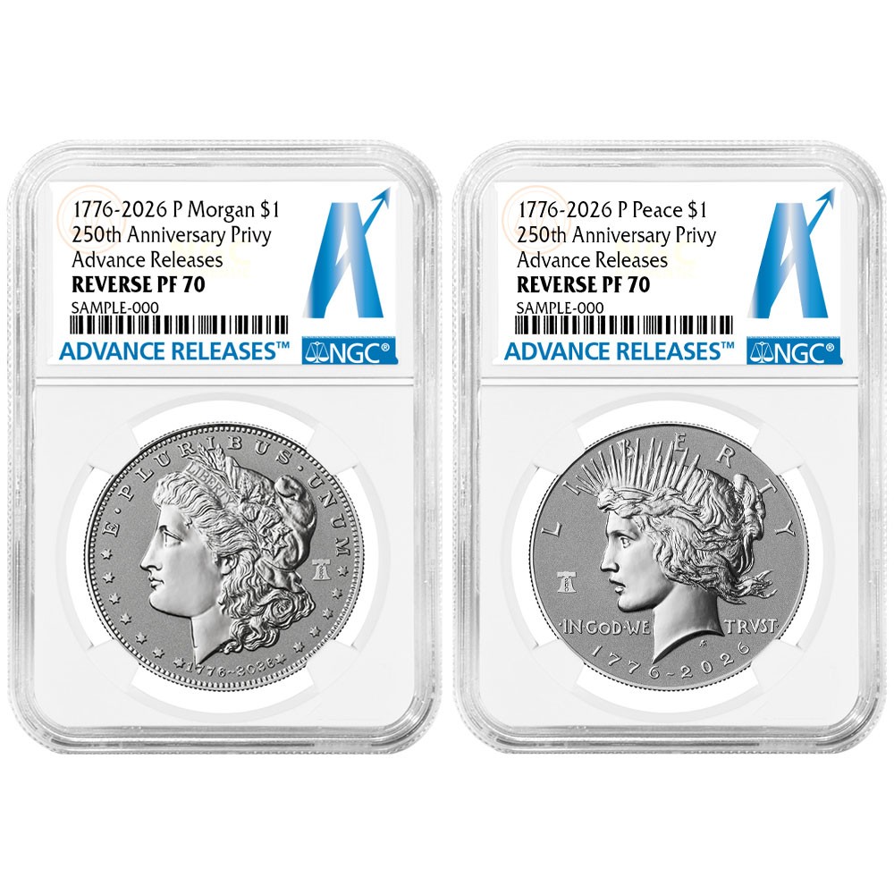 2026-P Reverse Proof $1 Morgan and Peace Silver Dollar 2pc Set NGC PF70 AR