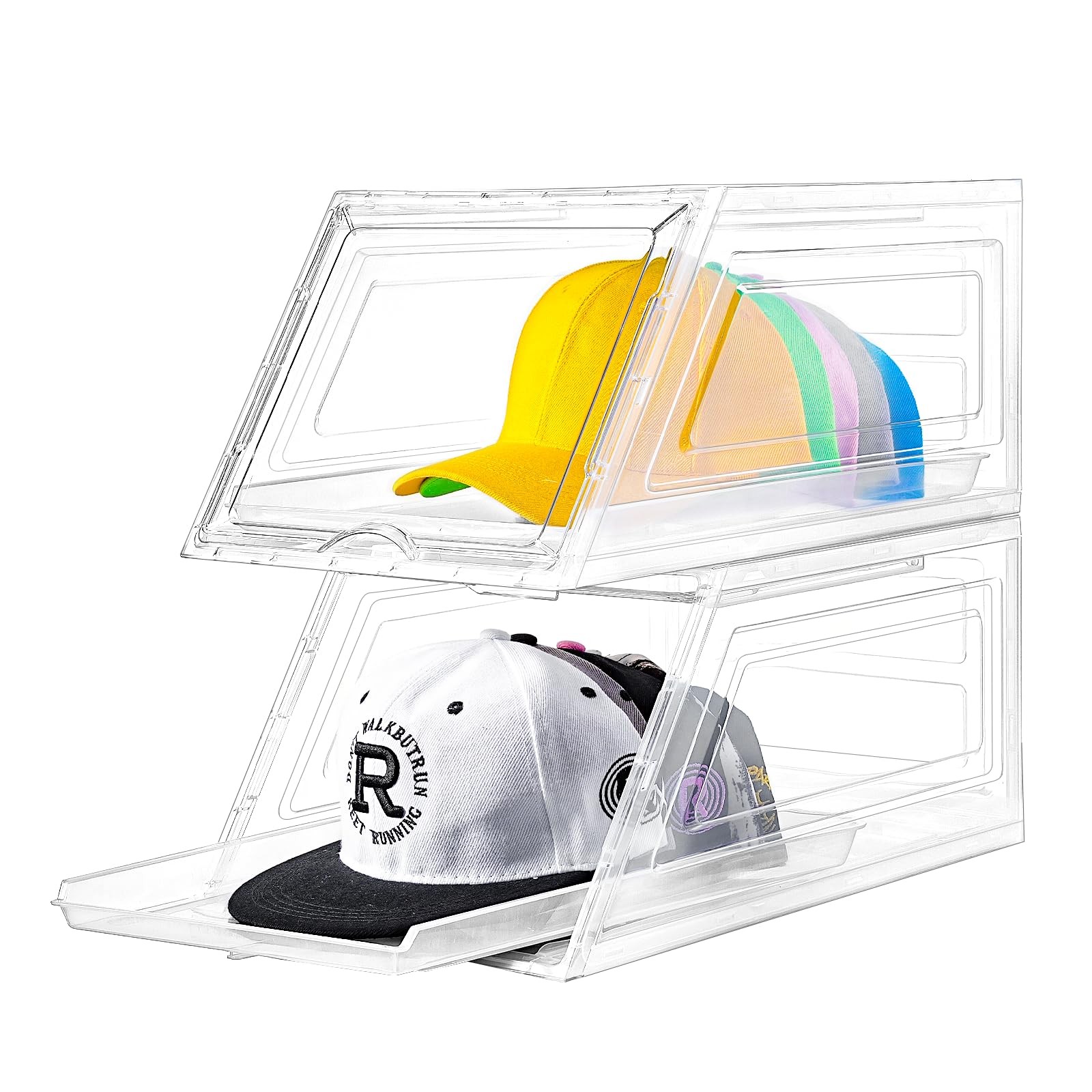 2 Pack Hat Organizer for Baseball Caps,Large Clear Cap Organizer with Drawer,Hat