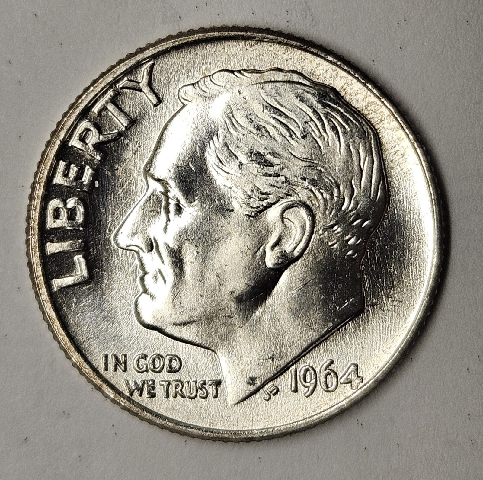 1964-P 10C MS BU Roosevelt Dime, KM 195, Flawless, Cartwheel Luster, FB? #807