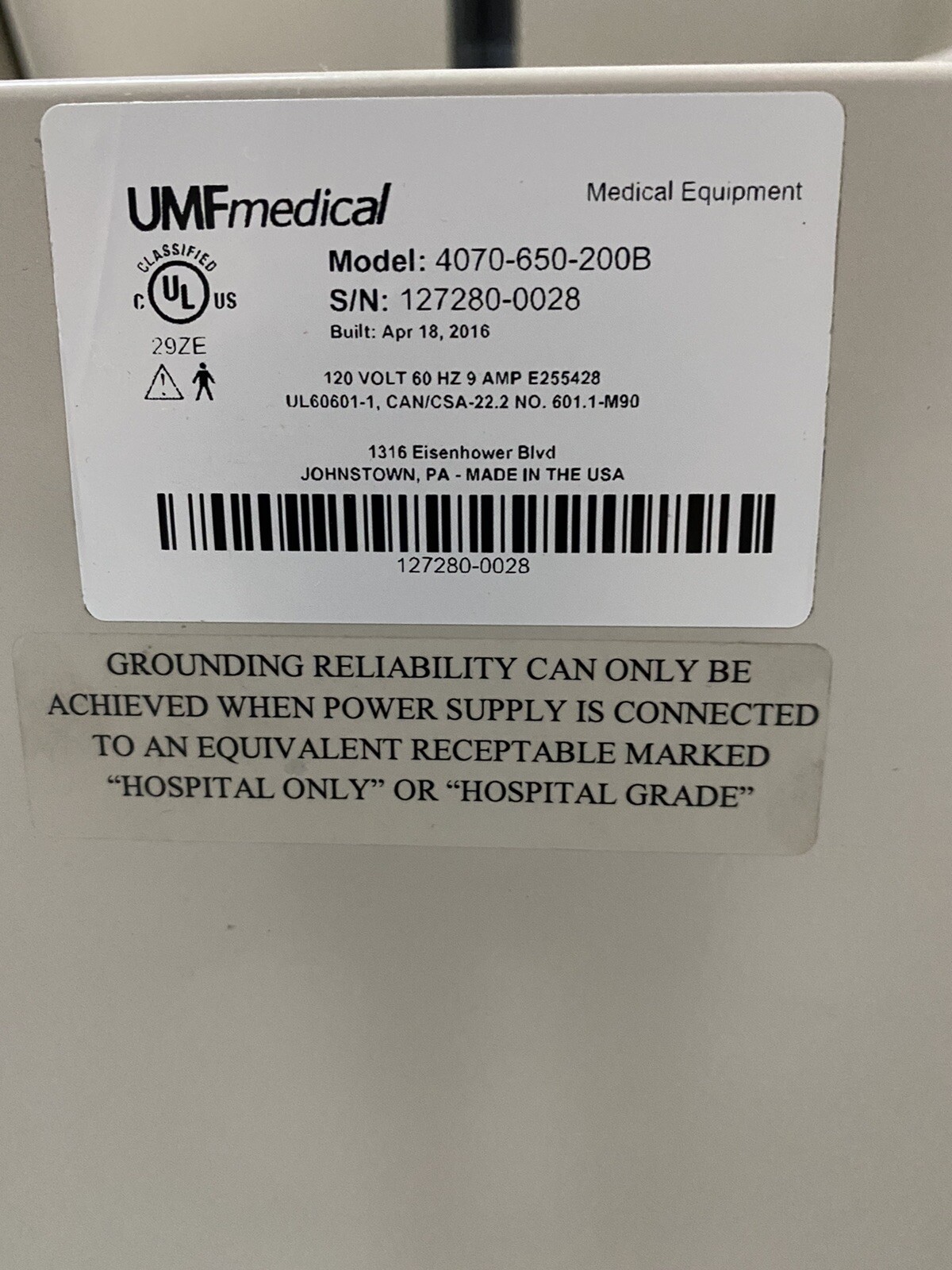 UMF 4070 Power Table , Foot & Hand Controls