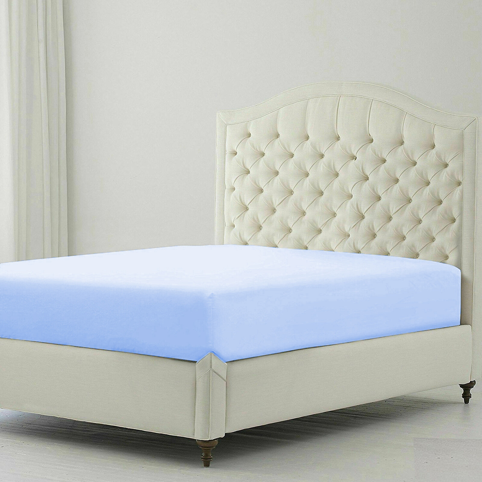 Extra Deep Pocket 4 PCs Sheet Set 1000 Count Organic Cotton Sky Blue Solid