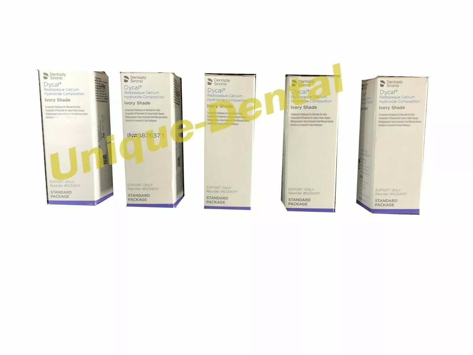 5 Pack Of Dentsply Dycal Ivory Shade Standard Package Dental Material