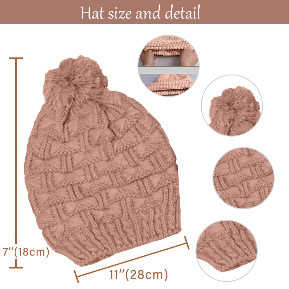 HANERDUN Women Girls Fashion Winter Warm Knitted Hat Beanie One Size, Beige