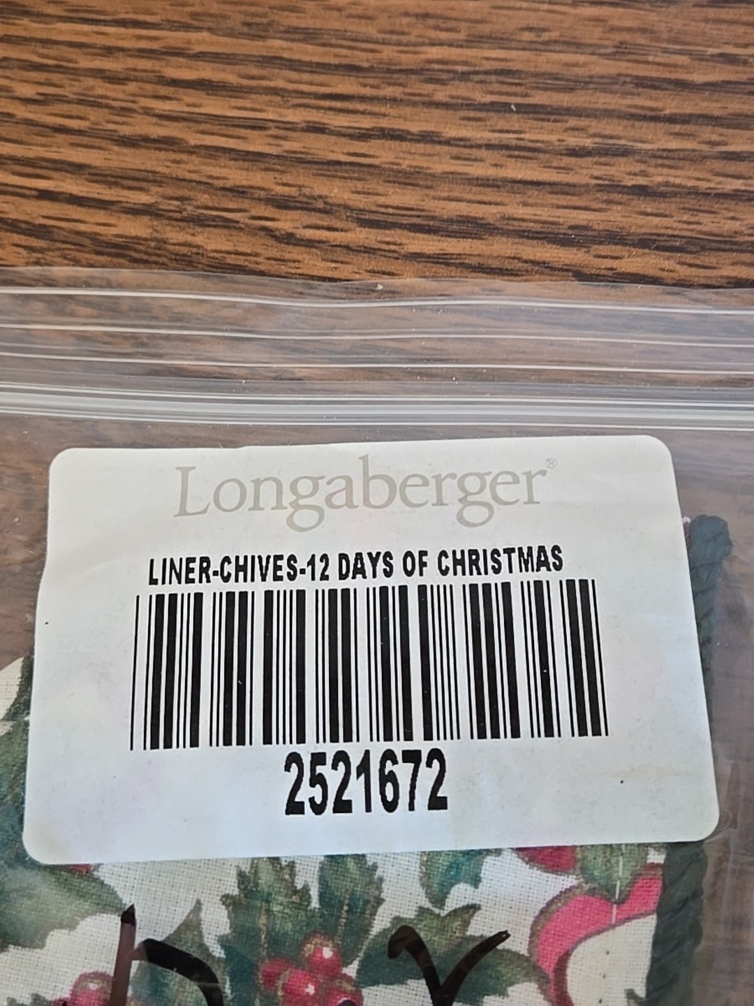 Longaberger Basket Cloth Liner / Chives- 12 Days