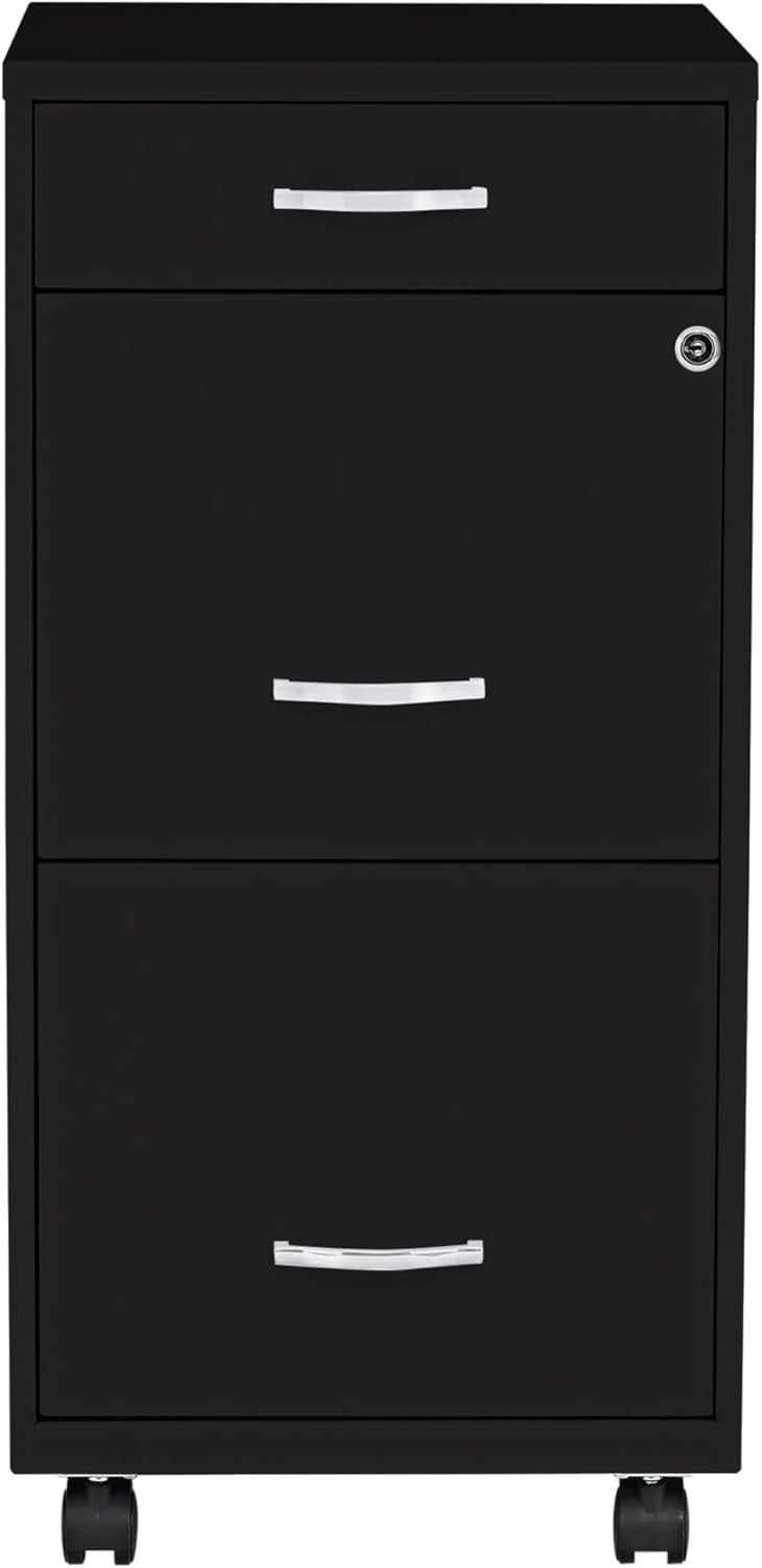 LYS SOHO Box/File/File 3-Drawer Mobile File Cabinet, Black