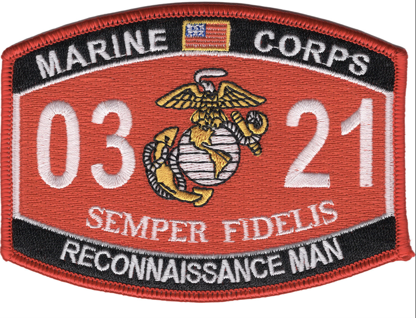4.5" MARINE CORPS MOS 0321 RECONNAISSANCE MAN EGA EMBROIDERED PATCH