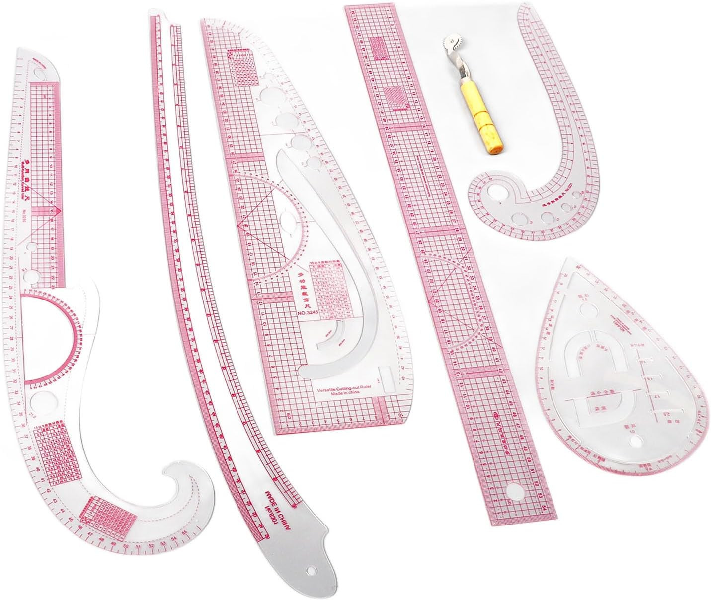 French Curve Ruler Set 7Pcs Sewing Rulers for Pattern Making Tailoring and Garme