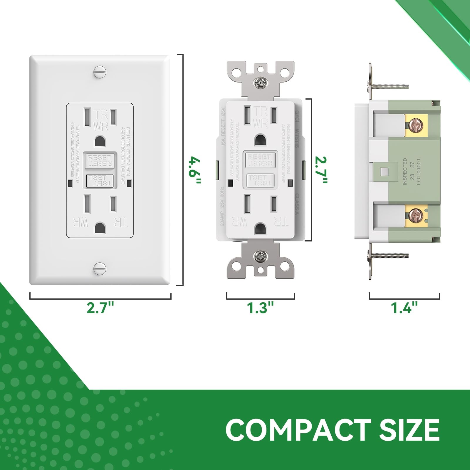 RVINGPRO 15A RV GFCI Outlets 2 Pack, Tamper-Resistant Replacement Receptacle ...