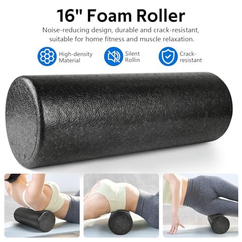 7 in1 Foam Roller Set for Deep Tissue Muscle Massager - Back Roller | Black