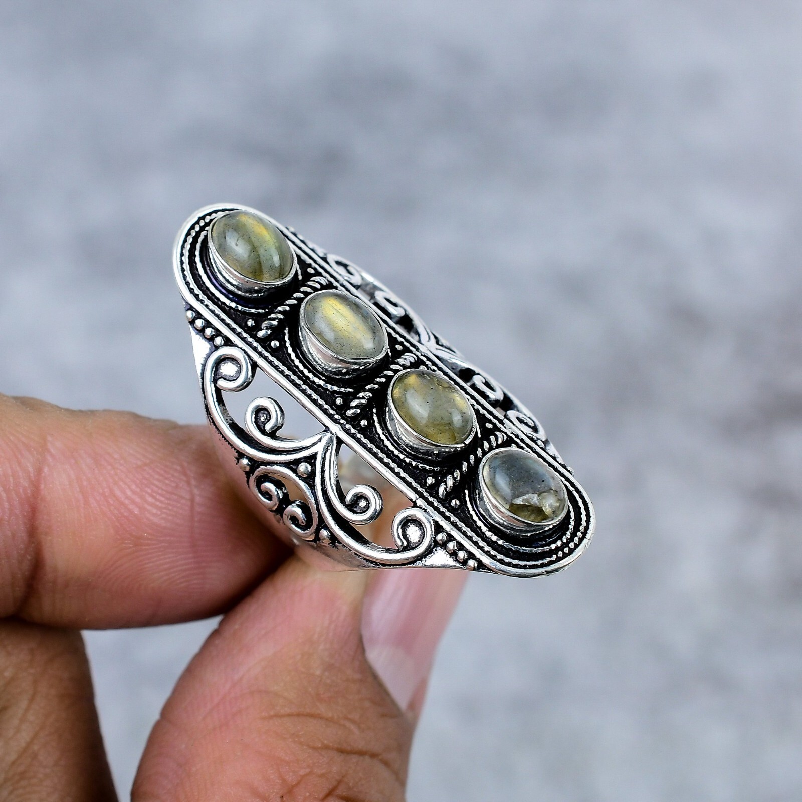 Labradorite Gemstone 925 Sterling Silver Handmade Ring Jewelry For Gift Love