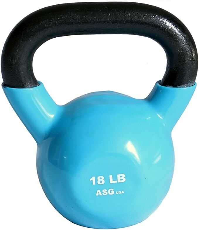 Ader Sporting Goods Vinyl Coated Kettlebell (18 Lb Aqua)