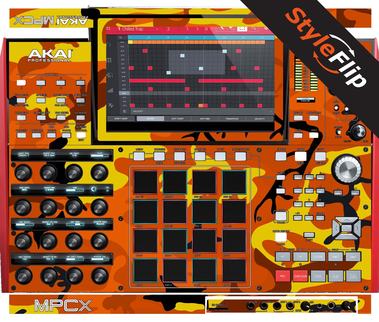 Akai MPC-X Skin | Camo Orange | Protective Decal | StyleFlip Skins
