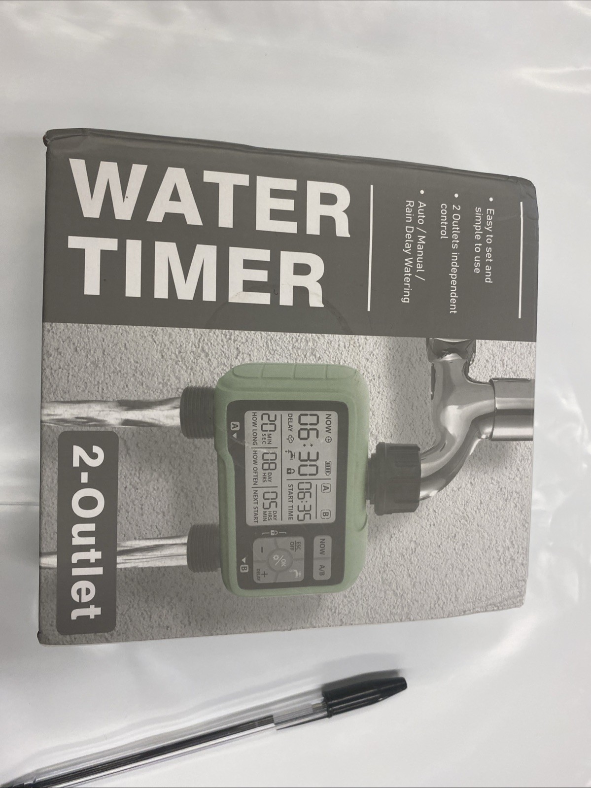 2 Outlet Digital Water Timer Hose Faucet Irrigation Timer Dual Zone NEW