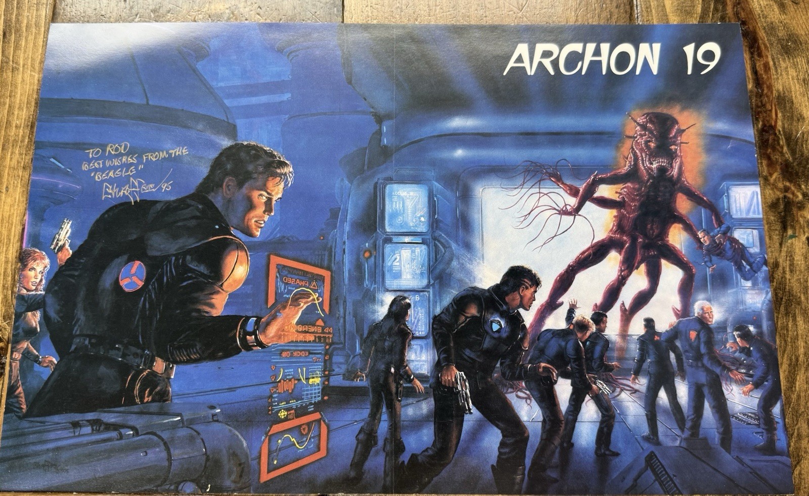 Archon Sci Fi Convention #19 Persoanlized cover sheet signed by Doug Chaffe 1995