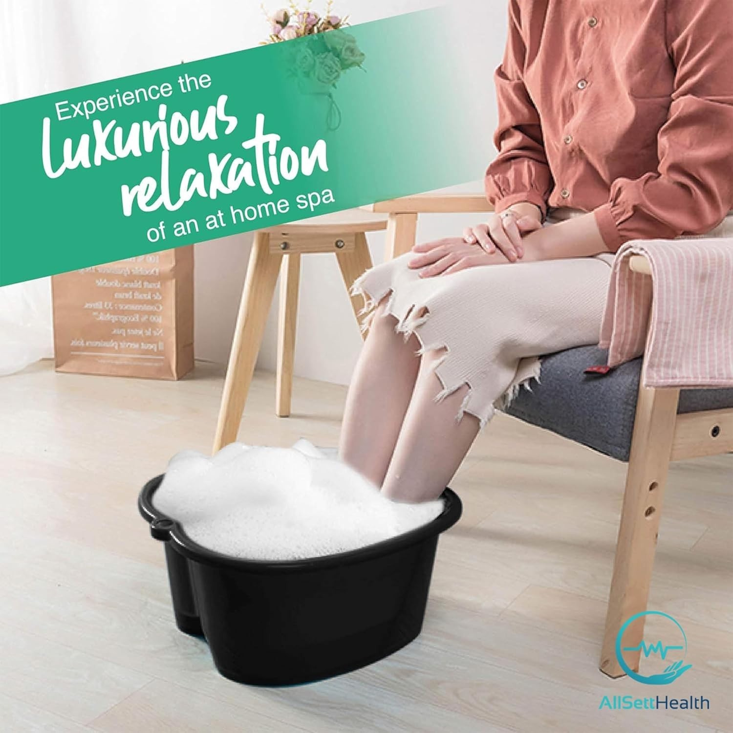 Professional Quality Foot Spa Basin for Home - Large Size and Massage Features