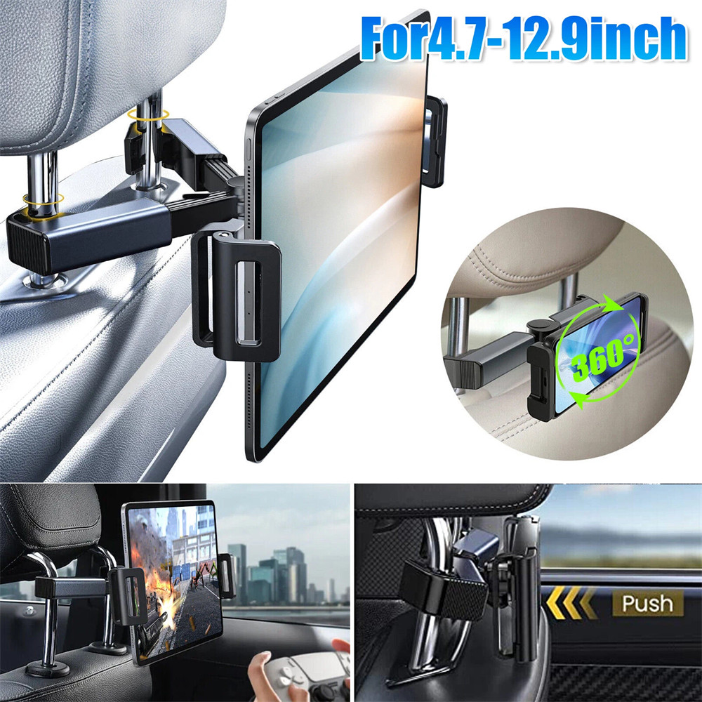 CAR Back Seat Headrest Mount 360° Tablet Phone iPad Holder 4.7"-12.9" Universal