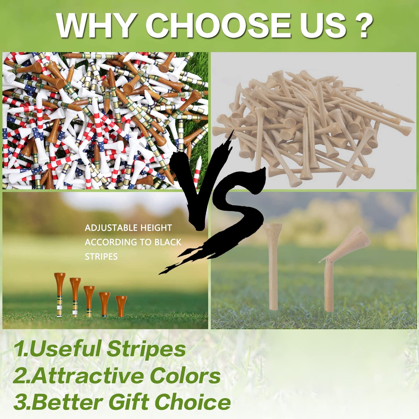 Bamboo Golf Tees, 70mm 83mm, Biodegradable, Bulk Pack 50 120, Brown