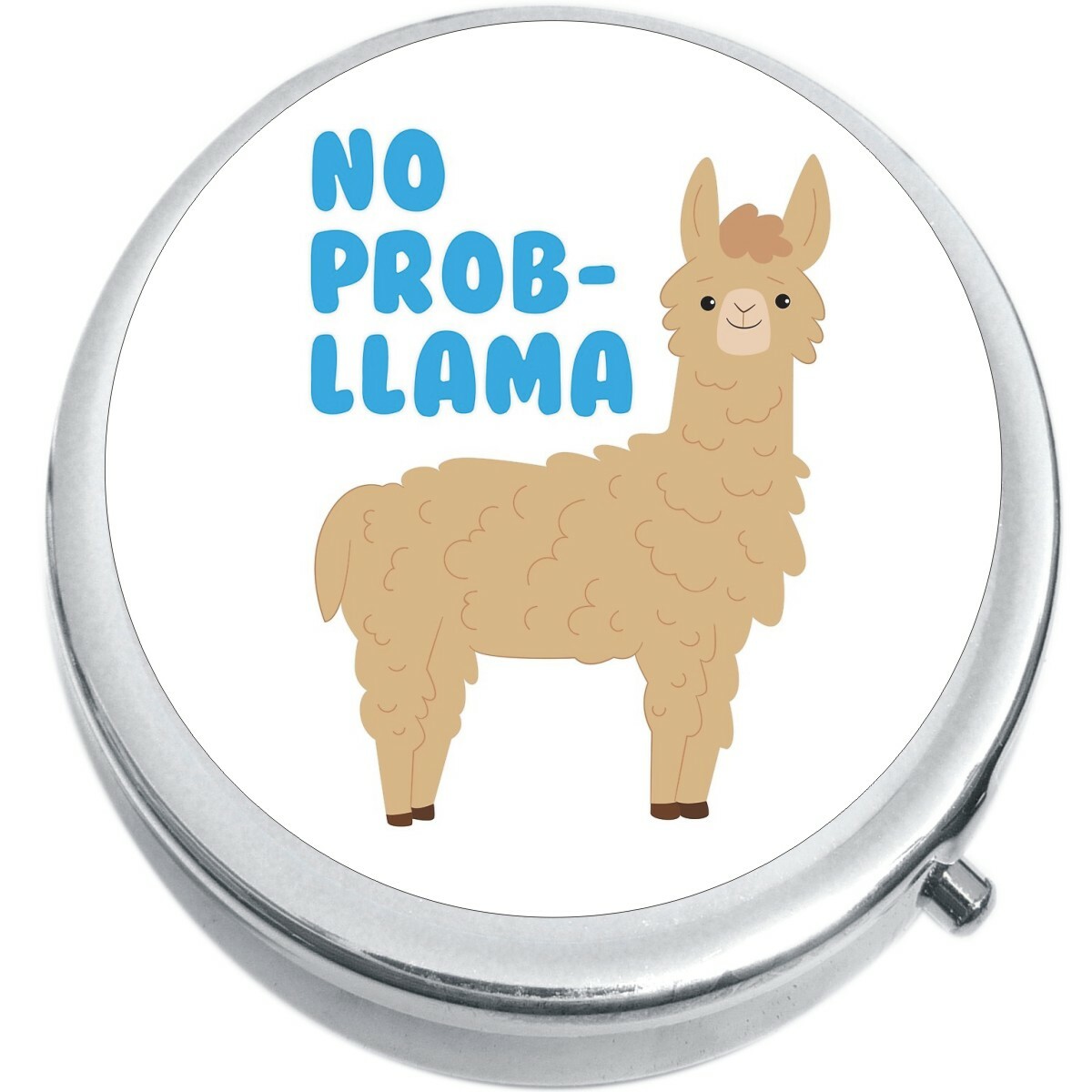 No Prob Llama White  Medicine Vitamin Pill Box