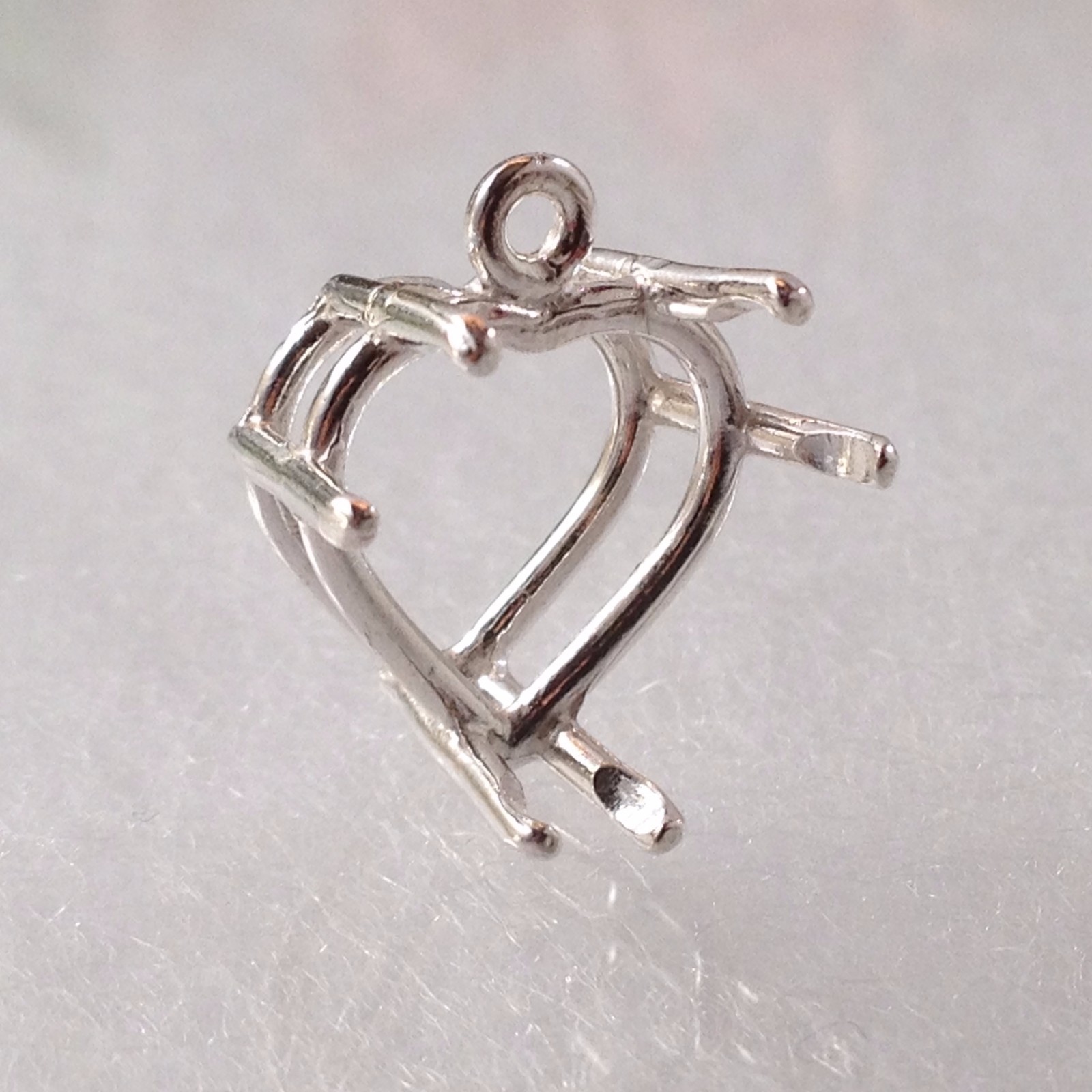 Sterling Silver Heart Dangle Pendant Setting (8mm-16mm)