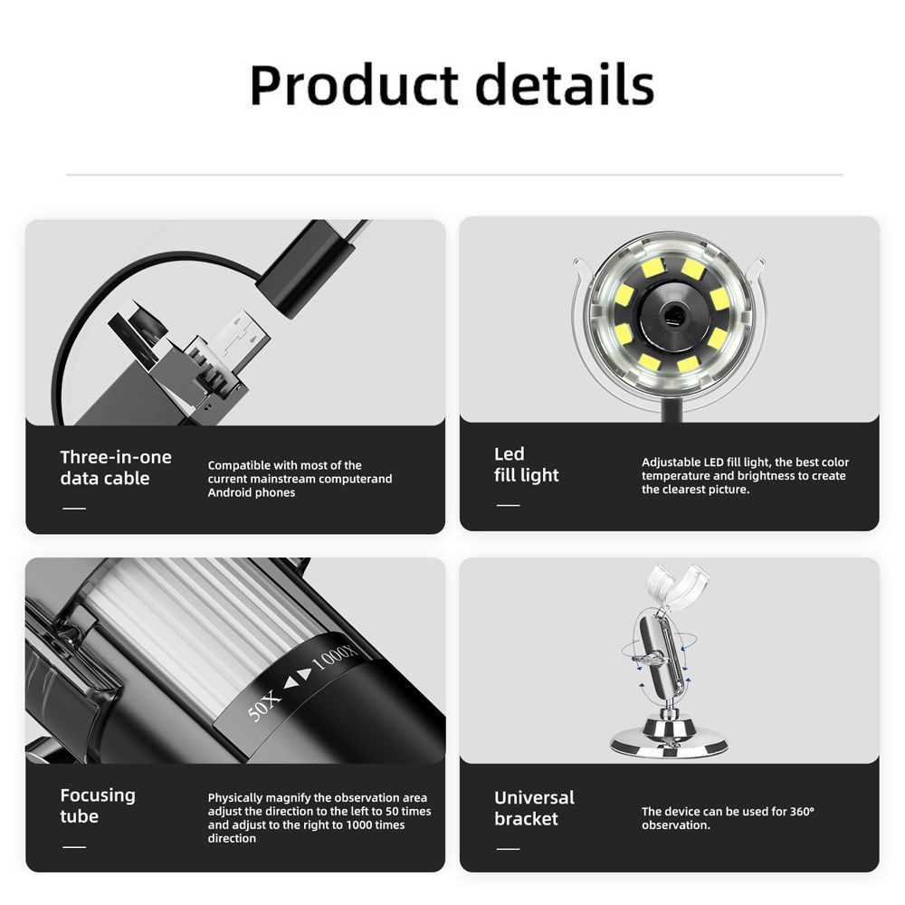 Digital Microscope For PC Or Smartphone Magnification 1 To 1600 Times