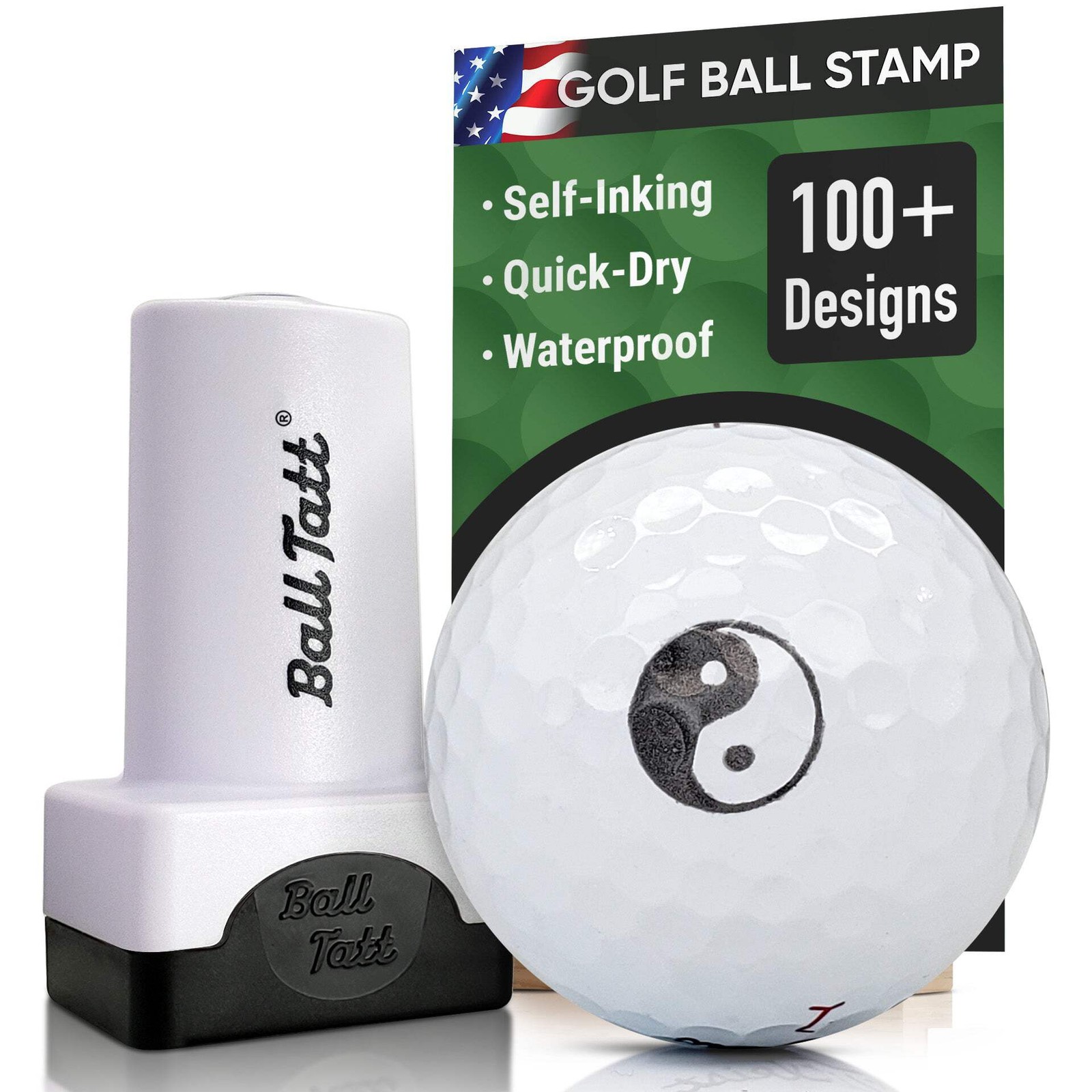 Ball Tatt - Yin Yang Golf Ball Stamp, Self-Inking Golf Ball Marker, Ball Stamper