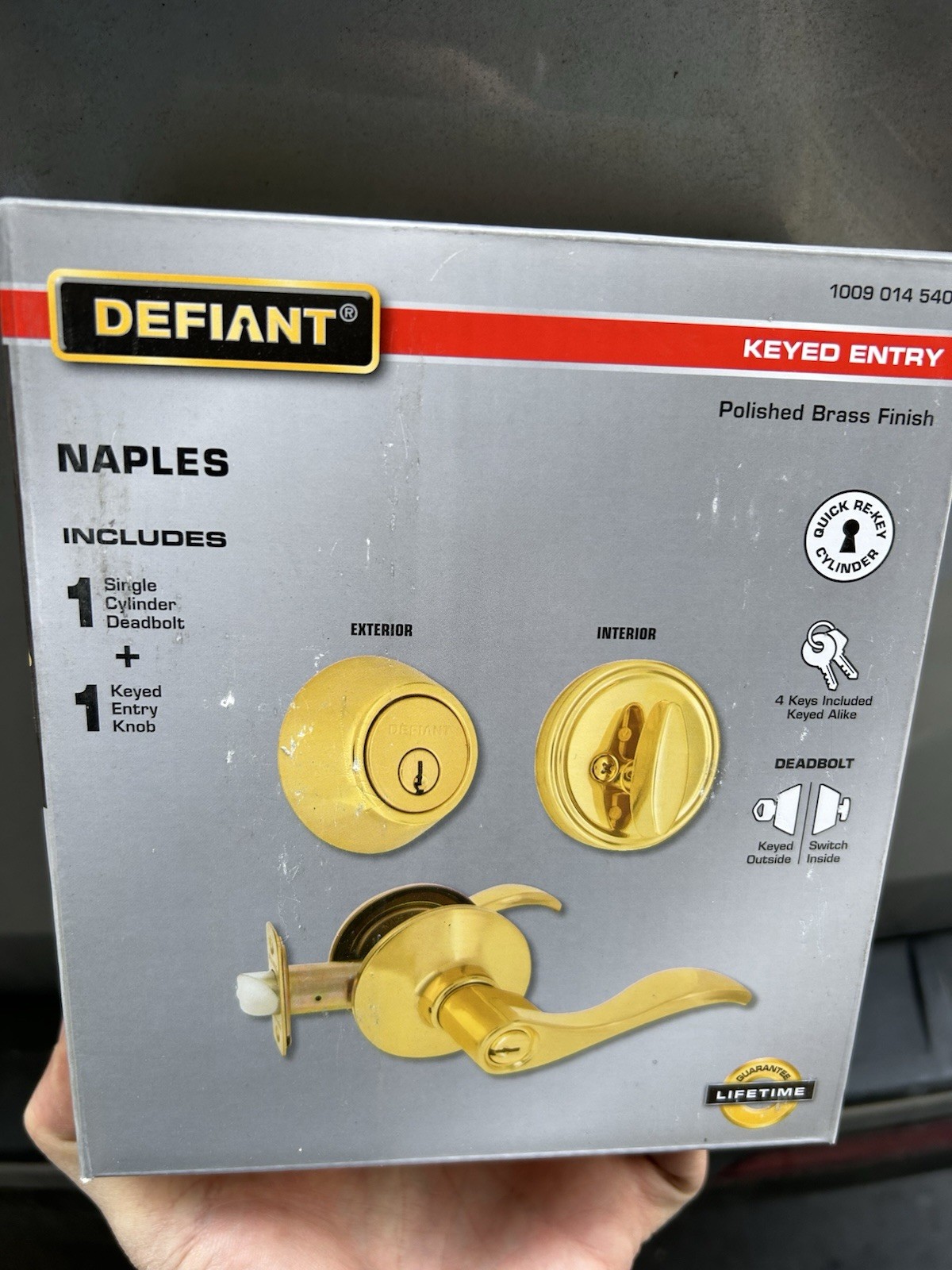 Defiant Naples Keyed Entry Lever & Single Cylinder Deadbolt COMBO Pack