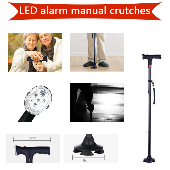 Extendable Foldable LED Walking Cane Adjustable Hiking Walking Stick With Alarm