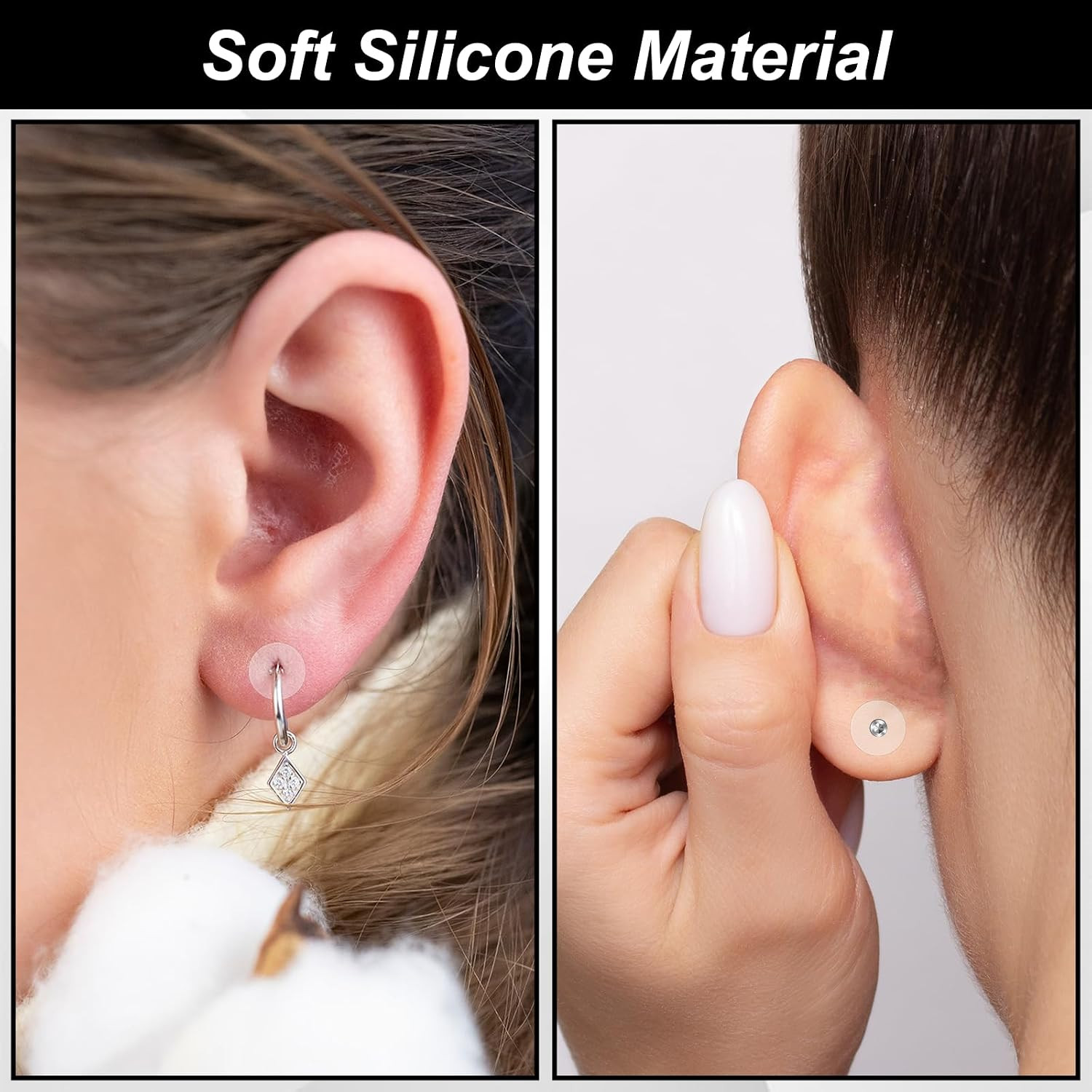 60Pcs Clear Piercing Discs, Plastic Earring Backs, Earrings Backs for Droopy Ear
