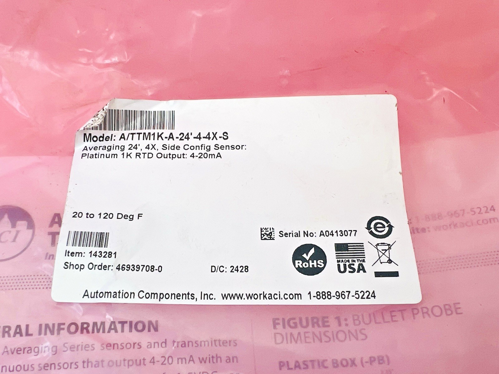Automation Components A/TTM1K-A-24'-4-4X-S Copper Averaging Temperature Sensor