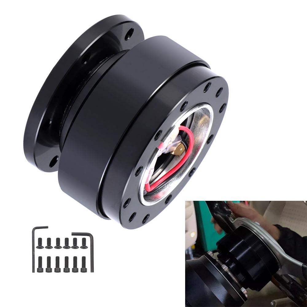 Black Universal Car Steering Wheel Quick Release HUB Adapter Snap Off Boss Kit