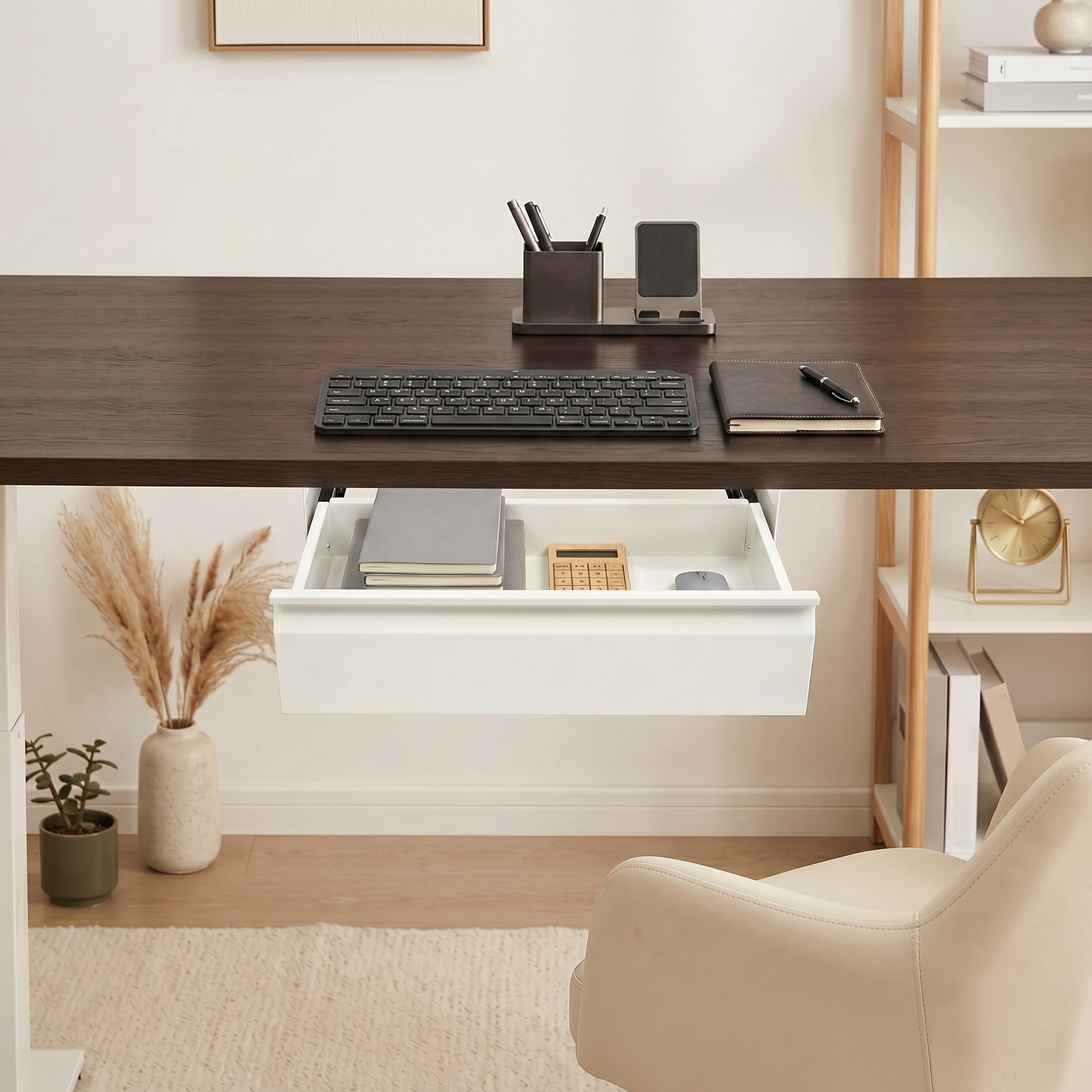 Under Desk Mounted Sliding Pull-out Drawer, Storage Organizer, Pull-out Drawer