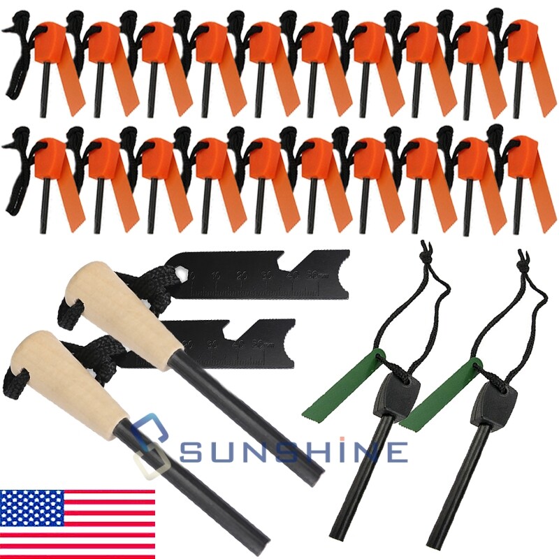 Fire Starter Flint Steel Striker Ferro Rod Waterproof Magnesium Camping Lighter